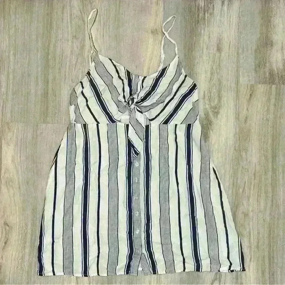 Lottie Moss Striped Casual Mini Dress Cutout Tie Front Sleeveless Rayon Size M - Picture 1 of 7